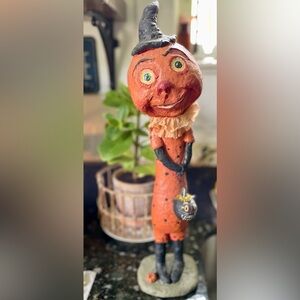 Large FOLK ART HALLOWEEN PUMPKIN GIRL